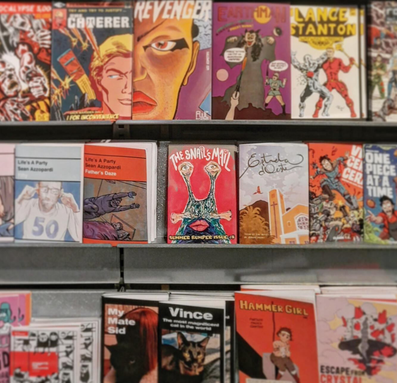issue #8 is **IN STOCK** in **Gosh! Comics** on Berwick St in SoHo. Below is a photo on the shelf!